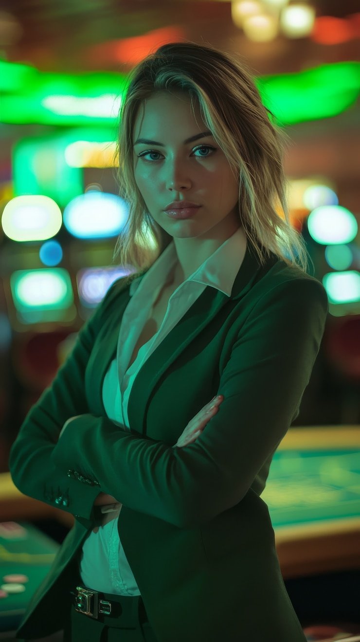 Close-up of live dealer hands dealing cards on a 4d dragon baccarat table with visible dealer ID badge